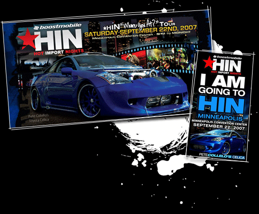 featured car Hot Import Nights Minnesota promo flyers